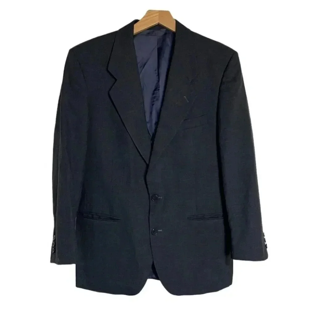 Daniel Hechter Blazer 39R Charcoal Gray Pure New Wool Two Button Suit Jacket